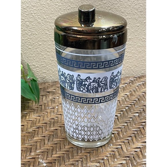 Jeanette Vintage Roman Chariot Horse Glass Drink Shaker and 1 Shot Glass - Picture 2 of 9